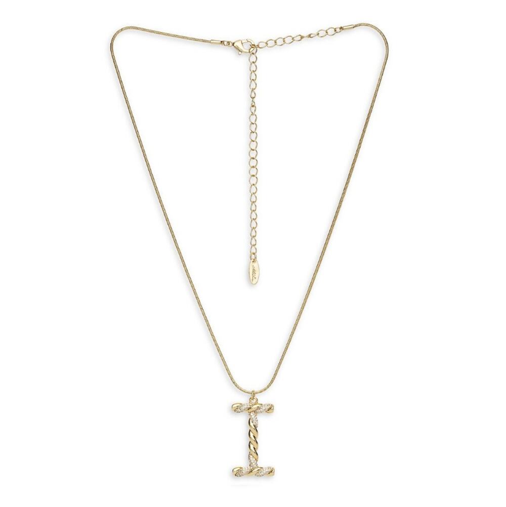 NEW ETTIKA Anthropologie 18K Goldplated Twisted Crystal Initial Necklace I